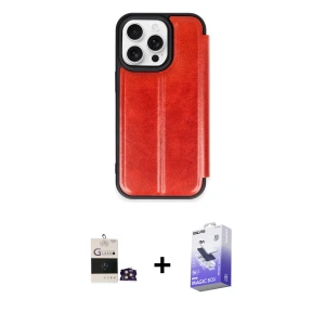 ieg™ iPhone 14 Pro Max Kılıf Zirve Yansıma Serisi - Siyah Bilvis 5in1 5D Magic Hayalet Cam Ekran Koruyucu + Bilvis Titan Kamera Lens - GD