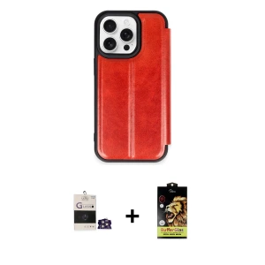 ieg™ iPhone 14 Pro Max Kılıf Zirve Yansıma Serisi - Siyah Buffer Cam Ekran Koruyucu + Bilvis Titan Kamera Lens - GS