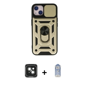 ieg™ iPhone 15 Kılıf Ahenk Klasik - Siyah Joko Magic 5D Cam + PVD Metal Kamera Lens - YL
