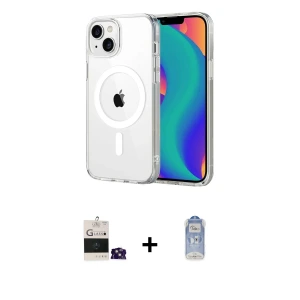 ieg™ iPhone 15 Kılıf Ahenk Minimal Serisi - Siyah Joko Magic 5D Cam + Bilvis Titan Kamera Lens - PE