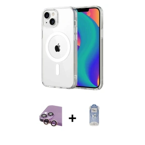 ieg™ iPhone 15 Kılıf Ahenk Minimal Serisi - Siyah Joko Magic 5D Cam + Raze Metal Kamera Lens - PE