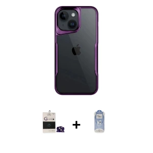 ieg™ iPhone 15 Kılıf Akış Çizgi Koleksiyonu - Siyah Joko Magic 5D Cam + Bilvis Titan Kamera Lens - PE
