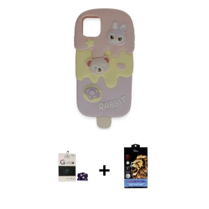 ieg™ iPhone 15 Kılıf Akış Yansıma - Siyah Buffer Hayalet Cam Ekran Koruyucu + Bilvis Titan Kamera Lens - PE