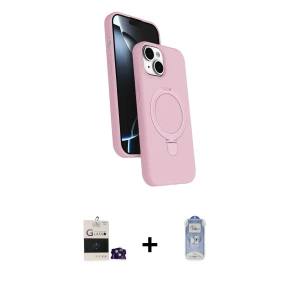 ieg™ iPhone 15 Kılıf İz Işık Koleksiyonu - Siyah Joko Magic 5D Cam + Bilvis Titan Kamera Lens - PE