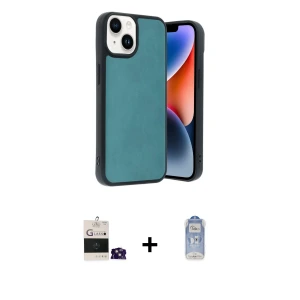 ieg™ iPhone 15 Kılıf Kıvılcım Işık Serisi - Siyah Joko Magic 5D Cam + Bilvis Titan Kamera Lens - PE