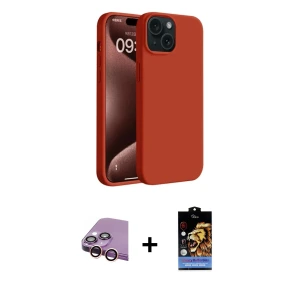 ieg™ iPhone 15 Kılıf Kozmos Yansıma Özel Seri - Siyah Buffer Hayalet Cam Ekran Koruyucu + Raze Metal Kamera Lens - PE