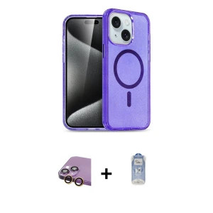 ieg™ iPhone 15 Kılıf Nova Asil Prime - Siyah Joko Magic 5D Cam + Raze Metal Kamera Lens - SI