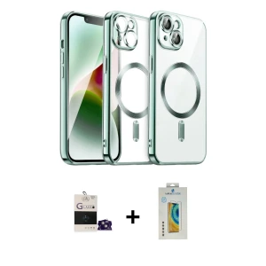 ieg™ iPhone 15 Kılıf Nova Işık Özel Seri - Siyah Polymer Nano Ekran Koruyucu + Bilvis Titan Kamera Lens - SABE