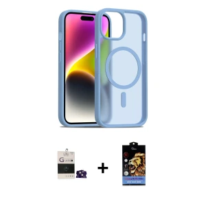ieg™ iPhone 15 Kılıf Siluet Minimal Prime - Siyah Buffer Hayalet Cam Ekran Koruyucu + Bilvis Titan Kamera Lens - PE