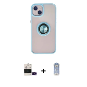 ieg™ iPhone 15 Kılıf Yörünge Çizgi - Siyah Joko Magic 5D Cam + Bilvis Titan Kamera Lens - PE