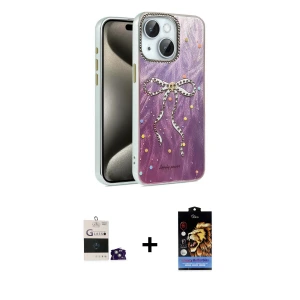 ieg™ iPhone 15 Kılıf Zirve Modern Prime - Siyah Buffer Hayalet Cam Ekran Koruyucu + Bilvis Titan Kamera Lens - YL