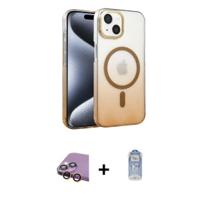 ieg™ iPhone 15 Plus Kılıf Ahenk Doku Özel Seri - Siyah Joko Magic 5D Cam + Raze Metal Kamera Lens - SI