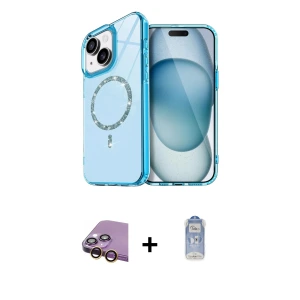 ieg™ iPhone 15 Plus Kılıf Kıvılcım Form Prime - Siyah Joko Magic 5D Cam + Raze Metal Kamera Lens - SI