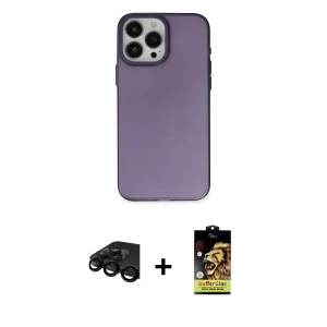 ieg™ iPhone 15 Pro Kılıf Ahenk Çizgi Prime - Siyah Buffer Cam Ekran Koruyucu + Raze Metal Kamera Lens - SH