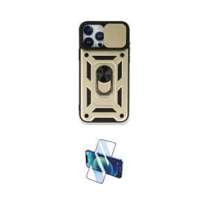 ieg™ iPhone 15 Pro Kılıf Ahenk Klasik - Siyah 3D Antistatik Cam Ekran Koruyucu