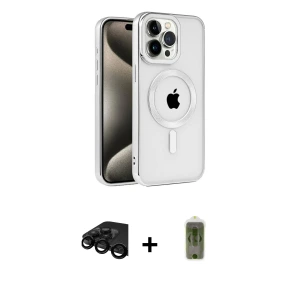 ieg™ iPhone 15 Pro Kılıf Eksen Form Koleksiyonu - Siyah Joko Magic 5D Hayalet Cam + Raze Metal Kamera Lens - SH
