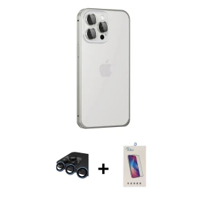 ieg™ iPhone 15 Pro Kılıf Eksen Form Serisi - Siyah Joko 5D Cam + Raze Metal Kamera Lens - LT