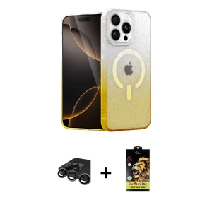 ieg™ iPhone 15 Pro Kılıf Eksen Minimal Özel Seri - Siyah Buffer Cam Ekran Koruyucu + Raze Metal Kamera Lens - TMGI