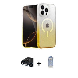 ieg™ iPhone 15 Pro Kılıf Eksen Minimal Özel Seri - Siyah Joko Magic 5D Cam + Raze Metal Kamera Lens - LT