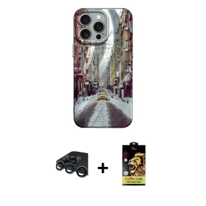 ieg™ iPhone 15 Pro Kılıf Nova Doku Prime - Siyah Buffer Cam Ekran Koruyucu + Raze Metal Kamera Lens - LT