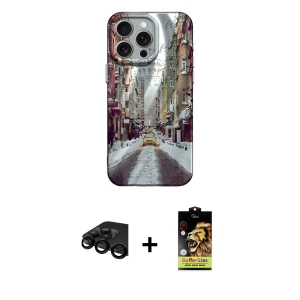 ieg™ iPhone 15 Pro Kılıf Nova Doku Prime - Siyah Buffer Cam Ekran Koruyucu + Raze Metal Kamera Lens - SH