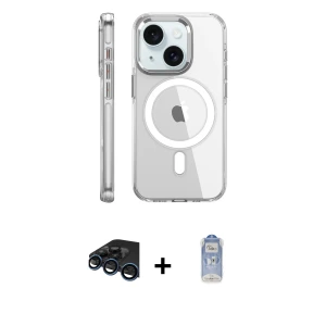 ieg™ iPhone 15 Pro Kılıf Nova Doku - Siyah Joko Magic 5D Cam + Raze Metal Kamera Lens - LT