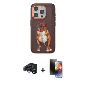 ieg™ iPhone 15 Pro Kılıf Nova Form Koleksiyonu - Siyah 3D Antistatik Mat Seramik Nano Ekran Koruyucu + Raze Metal Kamera Lens - LT