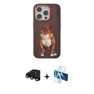 ieg™ iPhone 15 Pro Kılıf Nova Form Koleksiyonu - Siyah 3D Antistatik Seramik Nano Ekran Koruyucu + Raze Metal Kamera Lens - SH