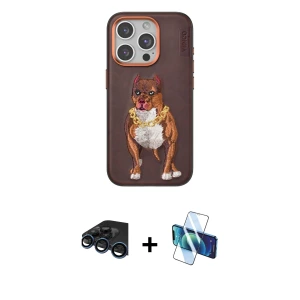 ieg™ iPhone 15 Pro Kılıf Nova Form Koleksiyonu - Siyah 3D Antistatik Seramik Nano Ekran Koruyucu + Raze Metal Kamera Lens - LT