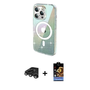 ieg™ iPhone 15 Pro Kılıf Odak Modern Serisi - Siyah Buffer Hayalet Cam Ekran Koruyucu + Raze Metal Kamera Lens - TMGI