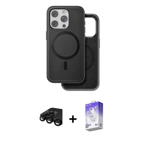 ieg™ iPhone 15 Pro Kılıf Pusula Işık Koleksiyonu - Siyah Bilvis 5in1 3D Magic Cam Ekran Koruyucu + Raze Metal Kamera Lens - SH