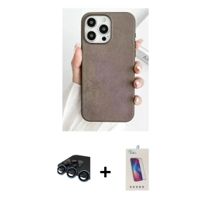 ieg™ iPhone 15 Pro Kılıf Pusula Modern - Siyah Joko 5D Cam + Raze Metal Kamera Lens - LT