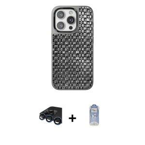 ieg™ iPhone 15 Pro Kılıf Siluet Form Serisi - Siyah Joko Magic 5D Cam + Raze Metal Kamera Lens - LT