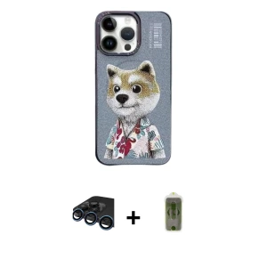 ieg™ iPhone 15 Pro Kılıf Siluet Modern Özel Seri - Siyah Joko Magic 5D Hayalet Cam + Raze Metal Kamera Lens - LT