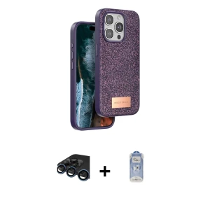 ieg™ iPhone 15 Pro Kılıf Vadi Klasik Serisi - Siyah Joko Magic 5D Cam + Raze Metal Kamera Lens - LT
