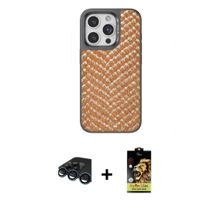 ieg™ iPhone 15 Pro Kılıf Vadi Özel Seri - Siyah Buffer Cam Ekran Koruyucu + Raze Metal Kamera Lens - LT