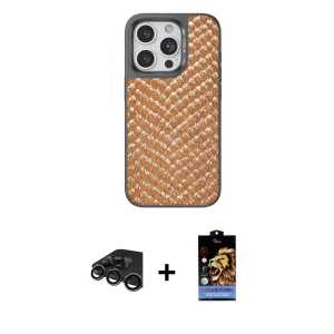 ieg™ iPhone 15 Pro Kılıf Vadi Özel Seri - Siyah Buffer Hayalet Cam Ekran Koruyucu + Raze Metal Kamera Lens - TMGI