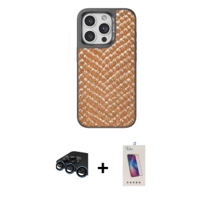 ieg™ iPhone 15 Pro Kılıf Vadi Özel Seri - Siyah Joko 5D Cam + Raze Metal Kamera Lens - LT