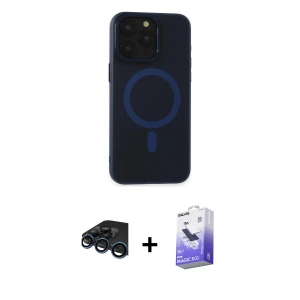 ieg™ iPhone 15 Pro Kılıf Yadigar Işık - Siyah Bilvis 5in1 5D Magic Hayalet Cam Ekran Koruyucu + Raze Metal Kamera Lens - LT