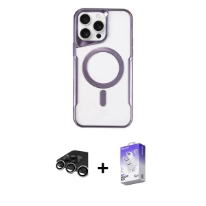 ieg™ iPhone 15 Pro Kılıf Yadigar Klasik Özel Seri - Siyah Bilvis 5in1 3D Magic Cam Ekran Koruyucu + Raze Metal Kamera Lens - GS