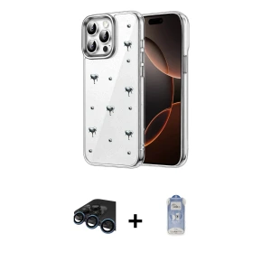 ieg™ iPhone 15 Pro Kılıf Yörünge Form - Siyah Joko Magic 5D Cam + Raze Metal Kamera Lens - LT