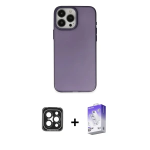 ieg™ iPhone 15 Pro Max Kılıf Ahenk Çizgi Prime - Siyah Bilvis 5in1 3D Magic Cam Ekran Koruyucu + PVD Metal Kamera Lens - SH