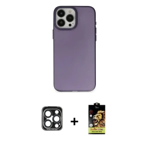 ieg™ iPhone 15 Pro Max Kılıf Ahenk Çizgi Prime - Siyah Buffer Cam Ekran Koruyucu + PVD Metal Kamera Lens - LT