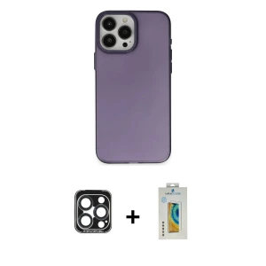 ieg™ iPhone 15 Pro Max Kılıf Ahenk Çizgi Prime - Siyah Polymer Nano Ekran Koruyucu + PVD Metal Kamera Lens - LT