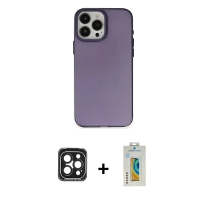 ieg™ iPhone 15 Pro Max Kılıf Ahenk Çizgi Prime - Siyah Polymer Nano Ekran Koruyucu + PVD Metal Kamera Lens - SH