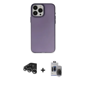 ieg™ iPhone 15 Pro Max Kılıf Ahenk Çizgi Prime - Siyah Vanessa Magic Hayalet Cam + Raze Metal Kamera Lens - GS