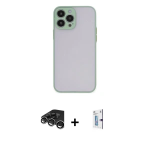 ieg™ iPhone 15 Pro Max Kılıf Ahenk Çizgi Serisi - Siyah Bilvis 0.18mm Plus Cam Ekran Koruyucu + Raze Metal Kamera Lens - GS