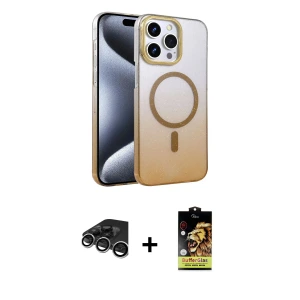 ieg™ iPhone 15 Pro Max Kılıf Ahenk Doku Özel Seri - Siyah Buffer Cam Ekran Koruyucu + Raze Metal Kamera Lens - GS
