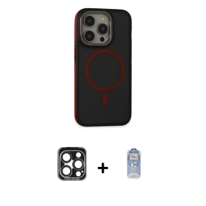 ieg™ iPhone 15 Pro Max Kılıf Ahenk Form Serisi - Siyah Joko Magic 5D Cam + PVD Metal Kamera Lens - LT