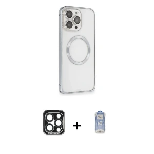 ieg™ iPhone 15 Pro Max Kılıf Ahenk Işık Serisi - Siyah Joko Magic 5D Cam + PVD Metal Kamera Lens - LT